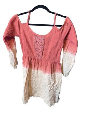 Element Pink to Cream Ombre Crochet Tunic Small Petite colorful lightweight